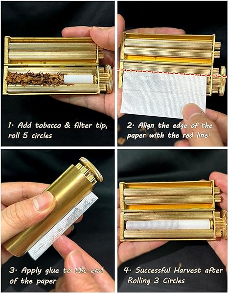 Vintage J Roller, Brass Cigarette Rolling Machine, Pure Copper Joint Roller Machine, Solid Brass Roller, Use with 70 mm Papers, Elegant and Luxurious Tobacco Roller for Men and Women