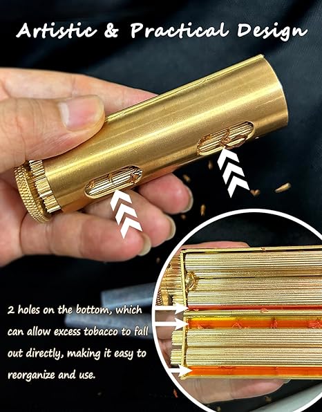Vintage J Roller, Brass Cigarette Rolling Machine, Pure Copper Joint Roller Machine, Solid Brass Roller, Use with 70 mm Papers, Elegant and Luxurious Tobacco Roller for Men and Women