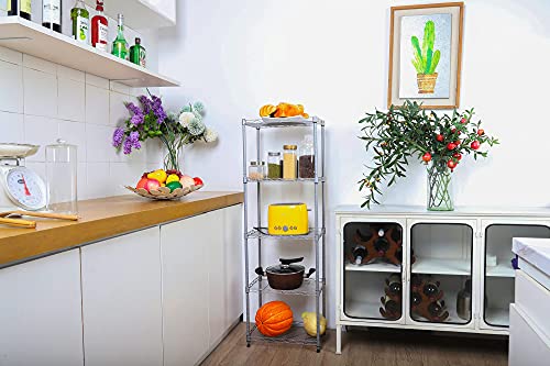 Regiller 5-Wire Shelving Metal Storage Rack Adjustable Shelves, Standing Storage Shelf Units (Silver, 16.6L x 11.8W x 53.5H)