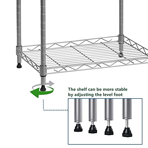 Regiller 5-Wire Shelving Metal Storage Rack Adjustable Shelves, Standing Storage Shelf Units (Silver, 16.6L x 11.8W x 53.5H)