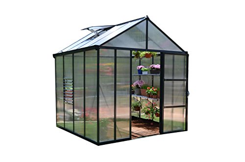 Gray Greenhouse w/4 HD Shelves, 8'x8'