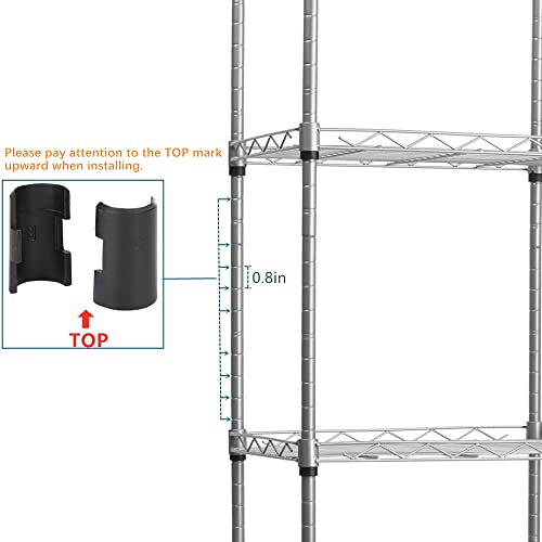 Regiller 5-Wire Shelving Metal Storage Rack Adjustable Shelves, Standing Storage Shelf Units (Silver, 16.6L x 11.8W x 53.5H)