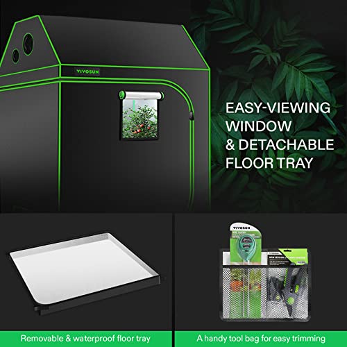 4x8 Grow Tent, 96"x48"x72" Roof Cube Tent with Observation Window and Floor Tray for Hydroponics Indoor Plant