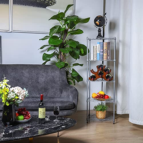 Regiller 5-Wire Shelving Metal Storage Rack Adjustable Shelves, Standing Storage Shelf Units (Silver, 16.6L x 11.8W x 53.5H)