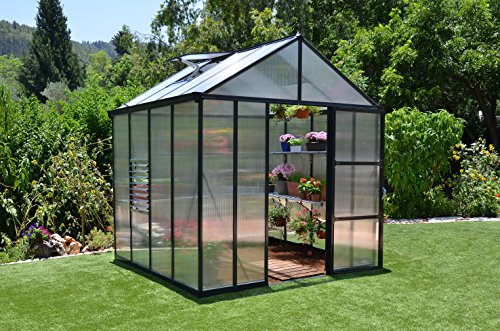 Gray Greenhouse w/4 HD Shelves, 8'x8'