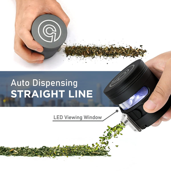 Tectonic9 Herb Grinder Automatic Electric Herbal Spice Dispenser Large 2.5" Aluminum Alloy (Grey)