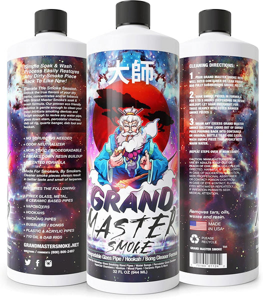 Grand Master Smoke (64oz bundle) Soak & Wash Biodegradable Bong Cleaner