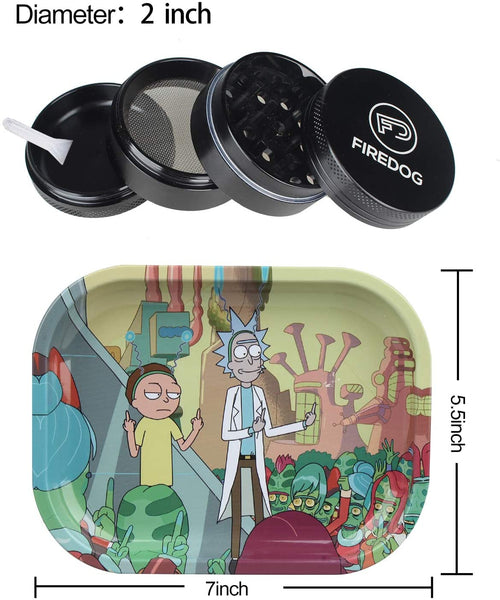 Grinder & Herb Tray combo, Grinder 2 inch diameter, Tray 7 inch x 5.5 inch