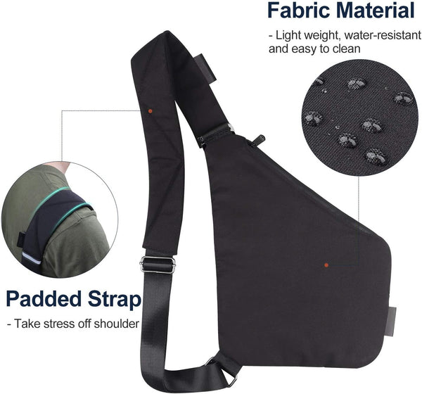 Black Smell Proof Nylon Shoulder Bag, Reflective strip , Black Smell Proof Nylon Shoulder Bag, Reflective strip , Magnetic snap phone pocket, 12 inch x 9 inch x 7 inch x 9 inch, Water-Resistant