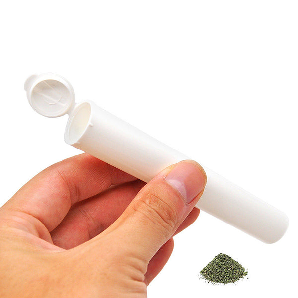 White Straight Cylindrical Stash Tubes for herb or stash needs, L: 97mm, Diameter: 14mm, Weight; 4.9g