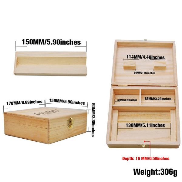 Cournot Wooden Stash Box & Rolling Tray, The Size of Wood Box: 60MM*150MM*170MM The Length of Rolling Tray: 150 MM / 5.90 Inches