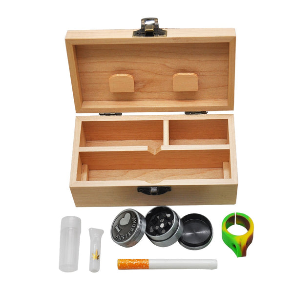 Multi-Use Wooden Storage Container, grinder, pipe, stash jar