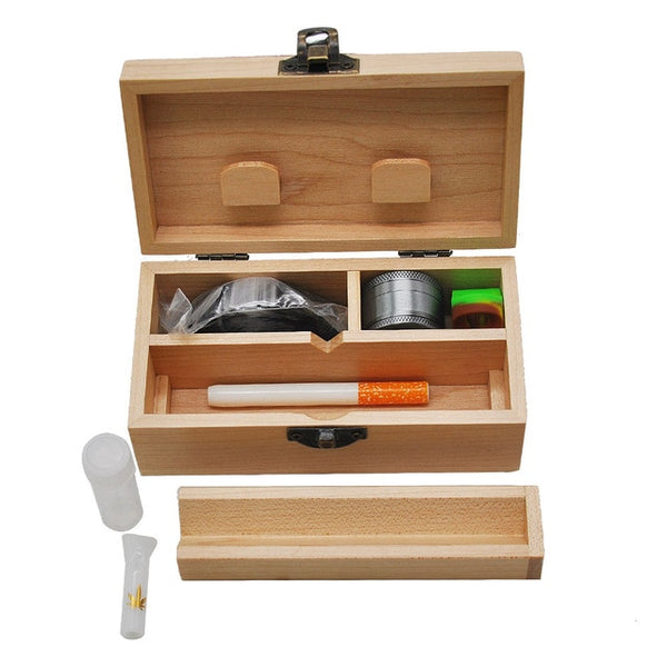 Multi-Use Wooden Storage Container, grinder, pipe, stash jar