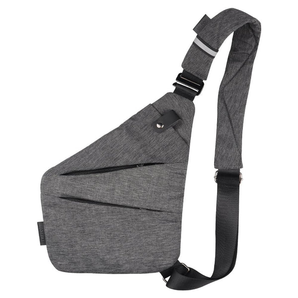Grey Smell Proof Nylon Shoulder Bag, Reflective strip , Black Smell Proof Nylon Shoulder Bag, Reflective strip , Magnetic snap phone pocket, 12 inch x 9 inch x 7 inch x 9 inch