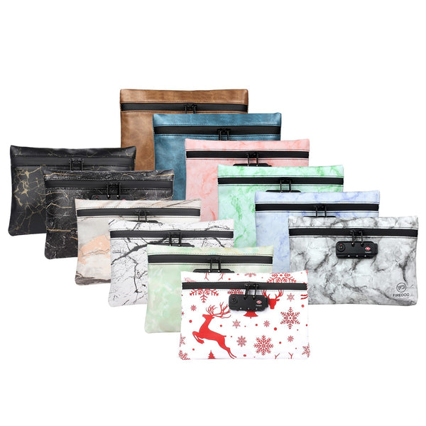 Graphic Carbon Lined Lock Protected Stash Pouch