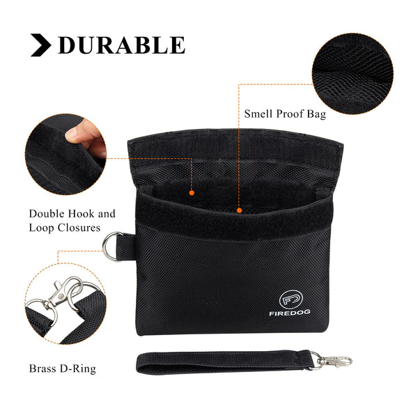 Black Smell Proof Pouch With Hook & Strap