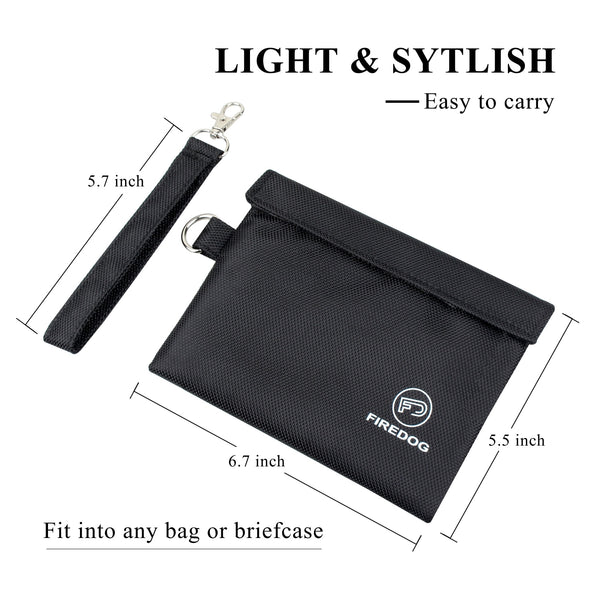 Black Smell Proof Pouch With Hook & Strap