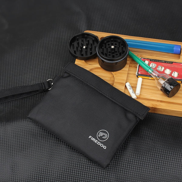 Black Smell Proof Pouch With Hook & Strap