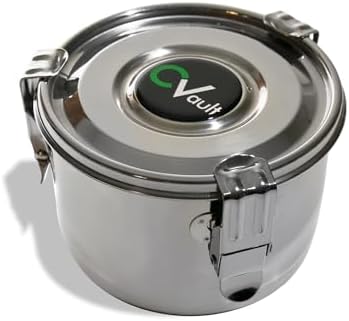 CVault 2 oz container shown open with the humidity pack holder in the lid