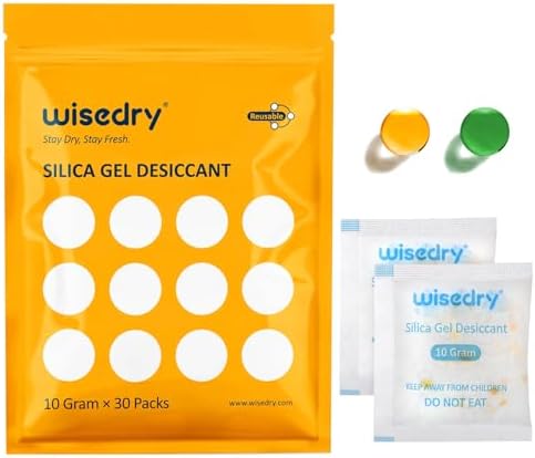 wisedry 10 gram color-indicating silica gel desiccant packets, 30-pack