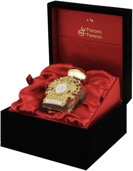 Orionis bottle nested in a red-lined presentation case