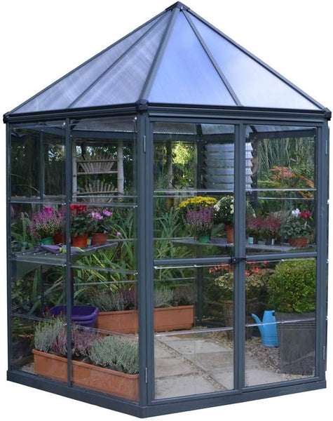 Palram Canopia Oasis Hex hexagonal polycarbonate greenhouse in grey