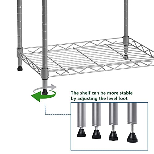 REGILLER 5-Wire Shelving Metal Storage Rack Adjustable Shelves, Standing Storage Shelf Units (Silver, 16.6L x 11.8W x 53.5H)