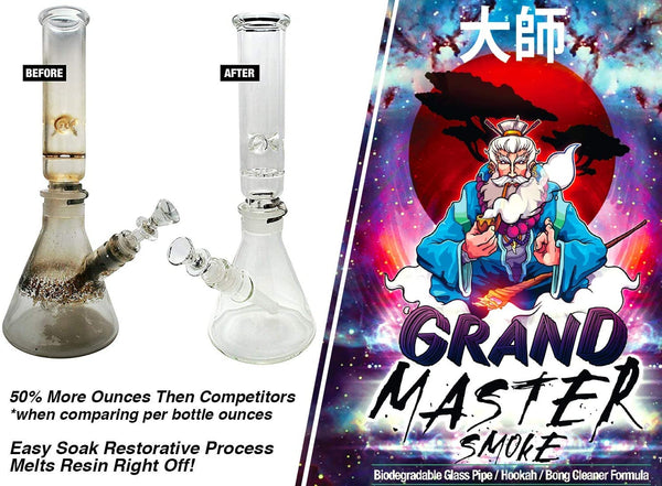 Grand Master Smoke (64oz bundle) Soak & Wash Biodegradable Bong Cleaner