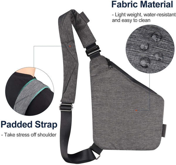 Grey Smell Proof Nylon Shoulder Bag, Reflective strip , Black Smell Proof Nylon Shoulder Bag, Reflective strip , Magnetic snap phone pocket, 12 inch x 9 inch x 7 inch x 9 inch, Water resistant