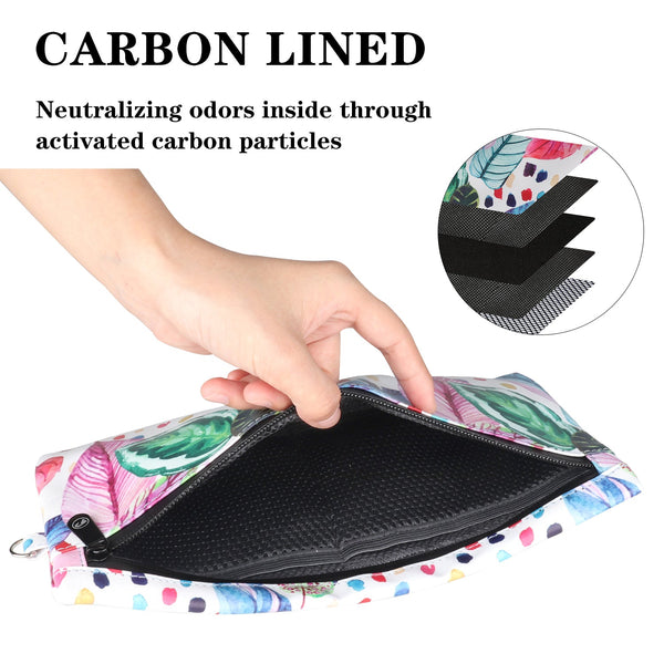 Vibrant Patterned Smell Proof Pouch, 10.55 in x 5.8 in, Carbon Lined , Odor Proof
