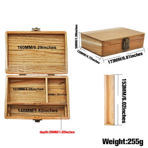 Natural Wooden Storage Box, 3 interior compartments, 6.81 inch x 4.72 inch x 1.96 inch