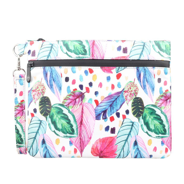 Leaves Pattern Vibrant Patterned Smell Proof Pouch, 10.55 in x 5.8 in