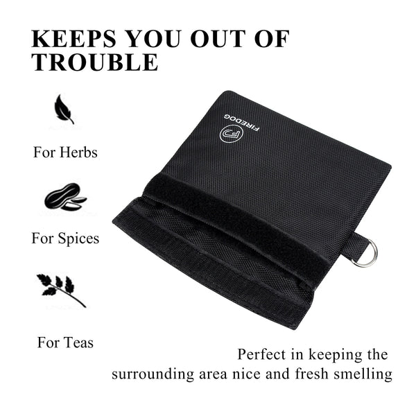 Black Smell Proof Pouch With Hook & Strap